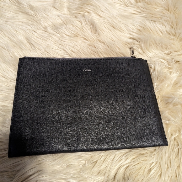 Furla clutch in gray leather with writing " light my fire " - Picture 2 of 9